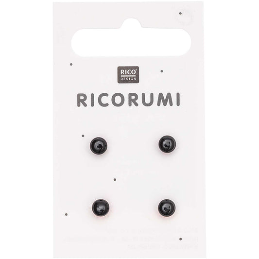 Rico Design Knöpfe, braun-schwarz, 5mm, 4 Stück, mit Steg