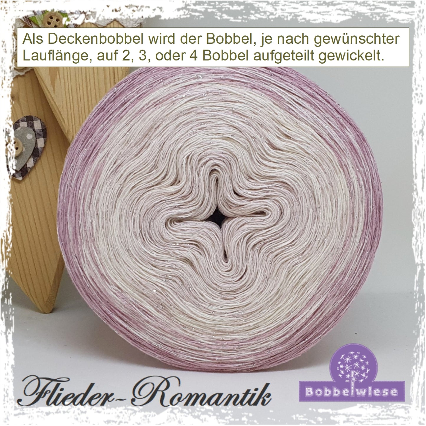 Deckenbobbel "Flieder-Romantik", große Lauflängen, mehrteilig