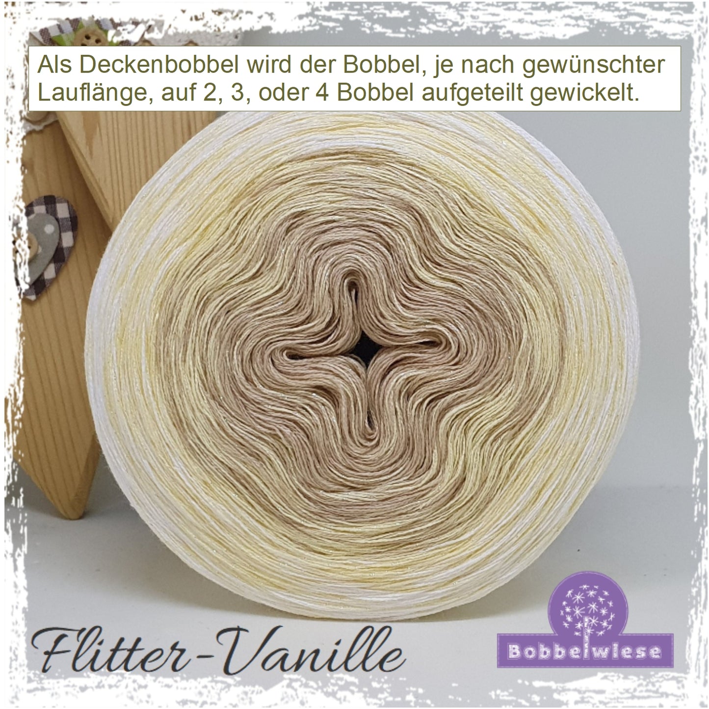 Deckenbobbel "Flitter-Vanille", große Lauflängen, mehrteilig