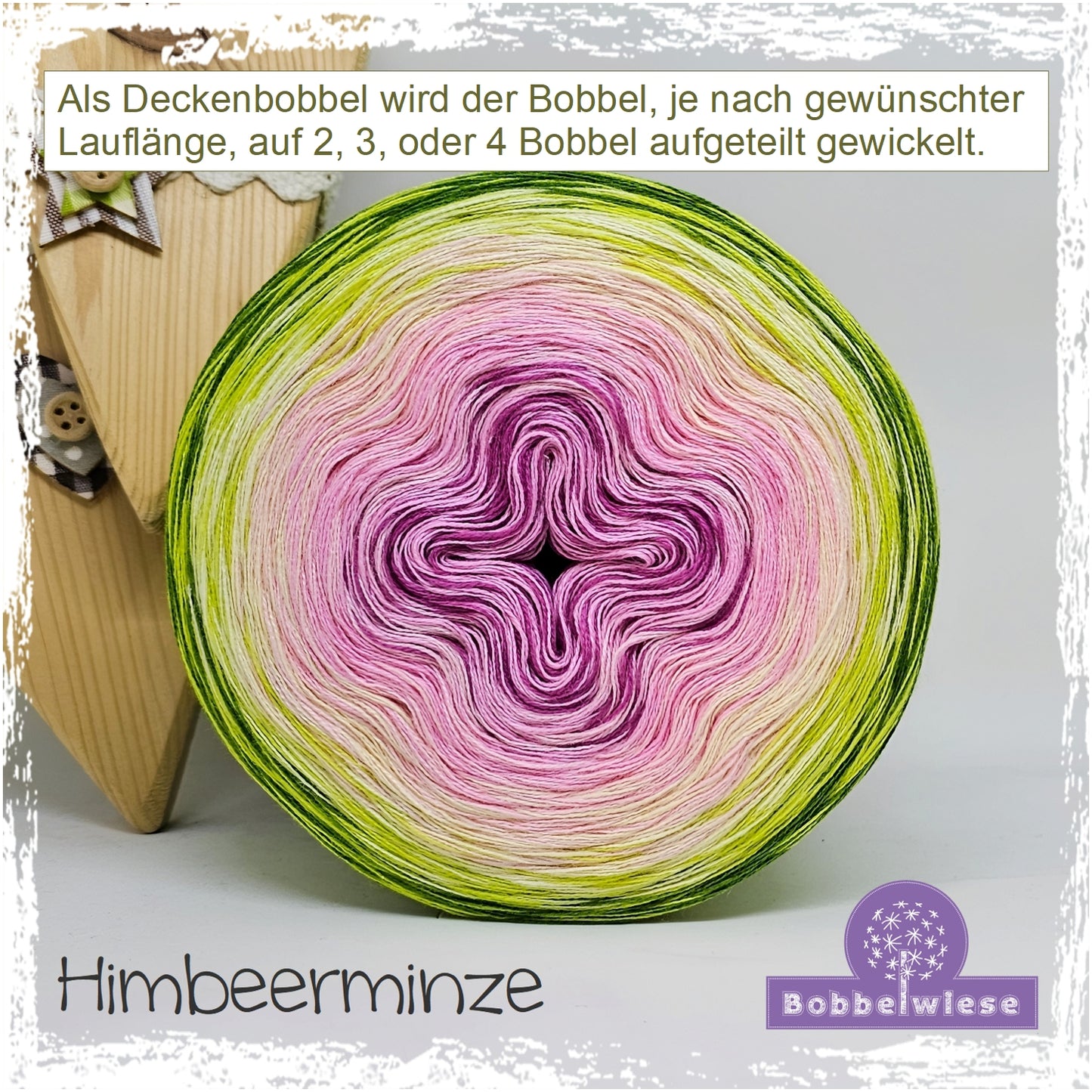 Deckenbobbel "Himbeerminze", große Lauflängen, mehrteilig