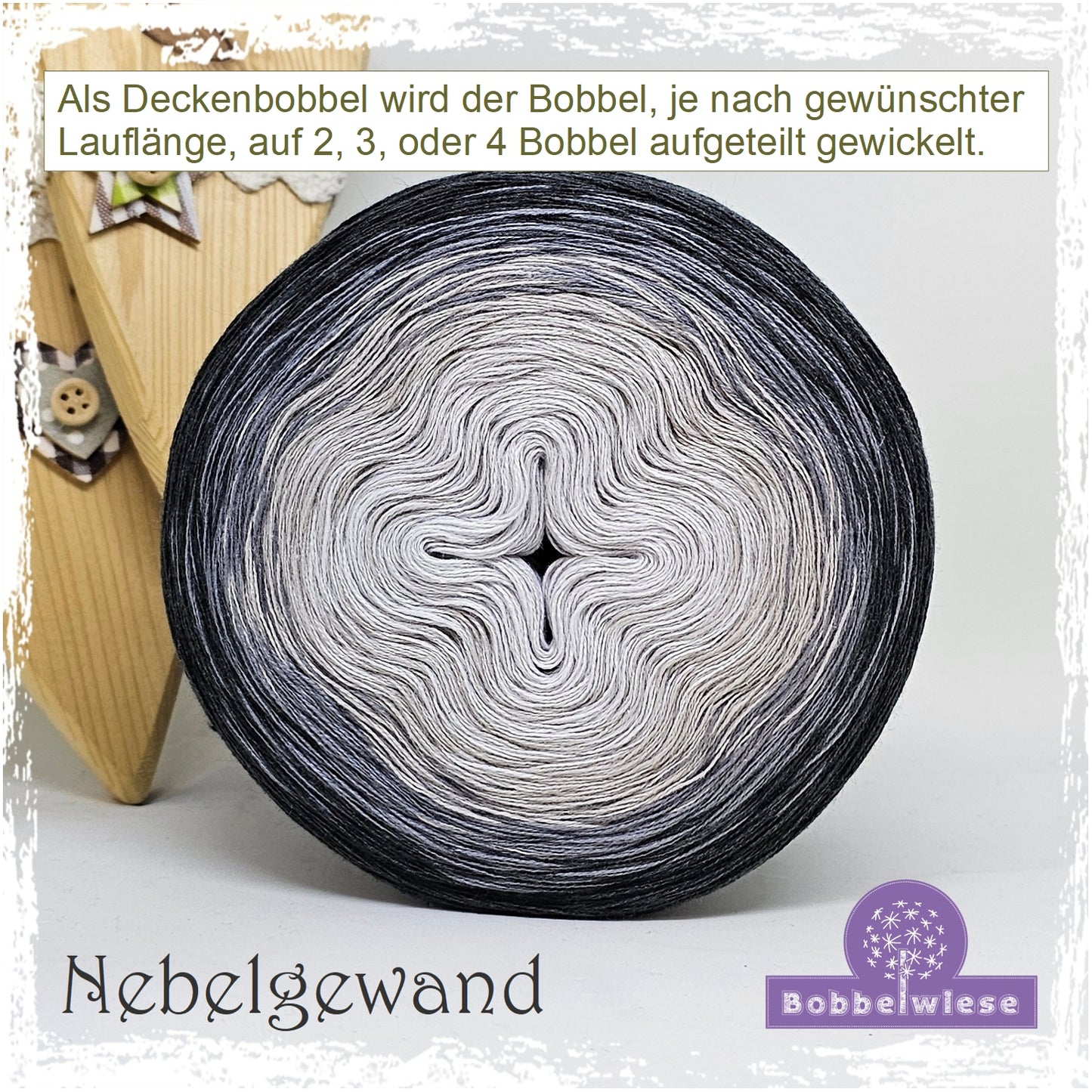 Deckenbobbel "Nebelgewand", große Lauflängen, mehrteilig