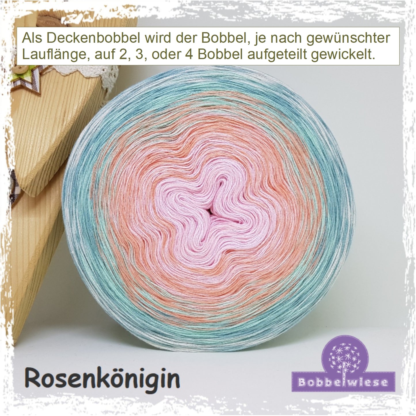 Deckenbobbel "Rosenkönigin", große Lauflängen, mehrteilig