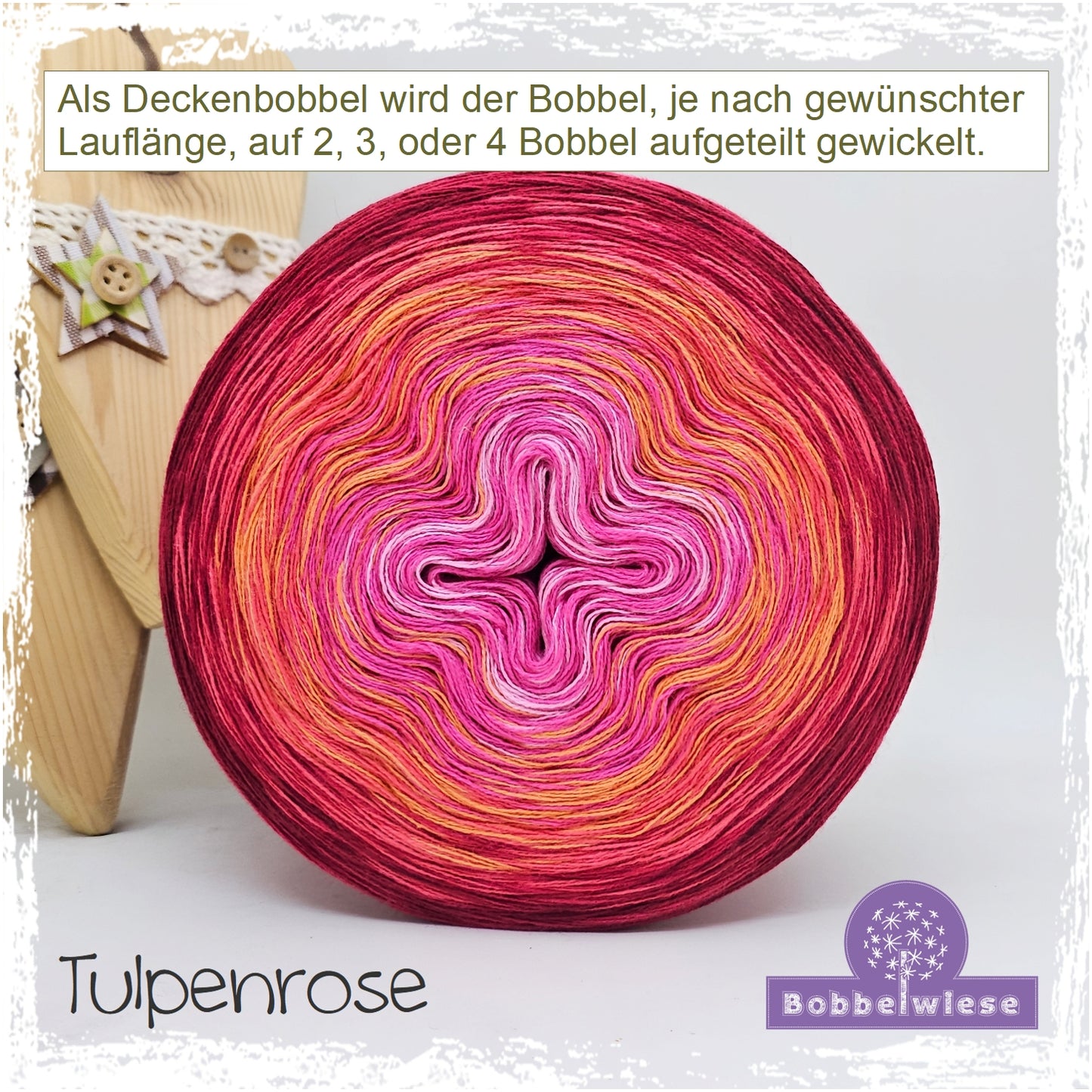 Deckenbobbel "Tulpenrose", große Lauflängen, mehrteilig
