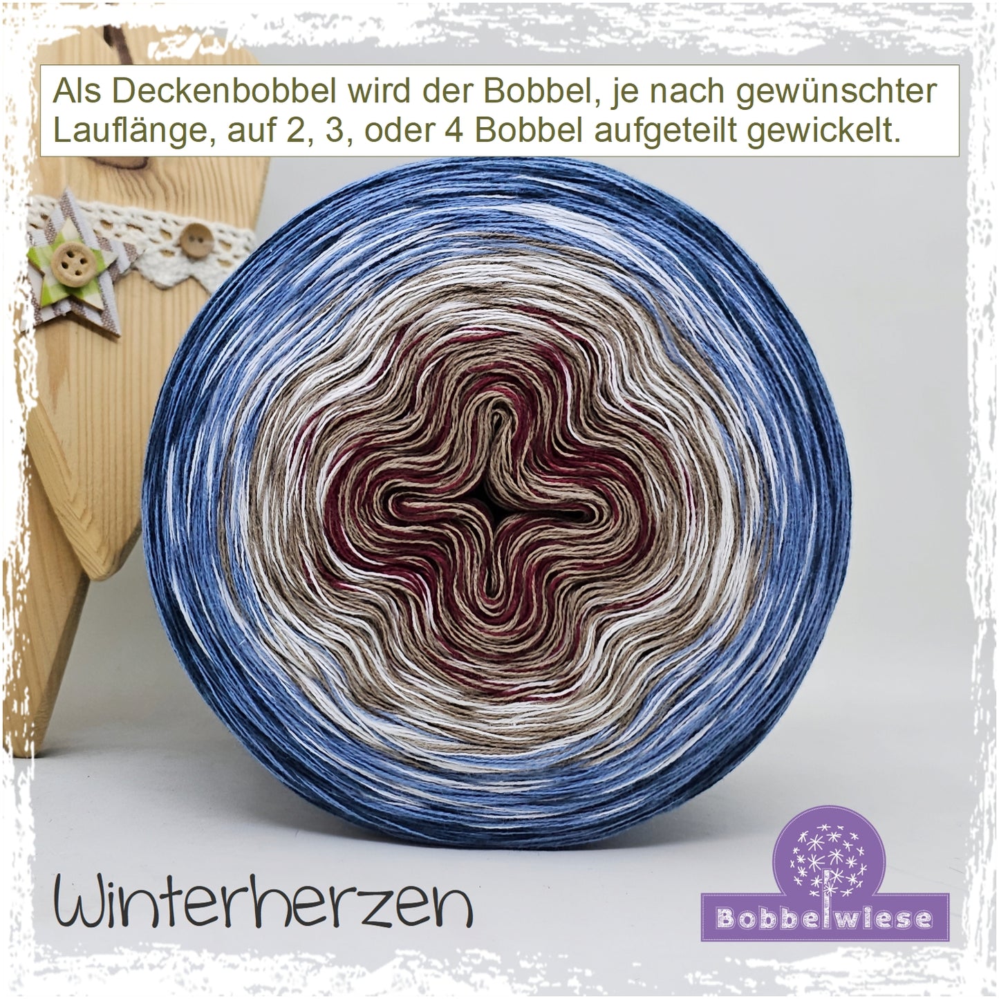 Deckenbobbel "Winterherzen", große Lauflängen, mehrteilig