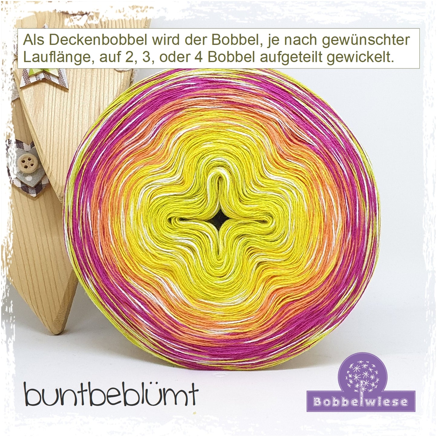 Deckenbobbel "buntbeblümt", große Lauflängen, mehrteilig
