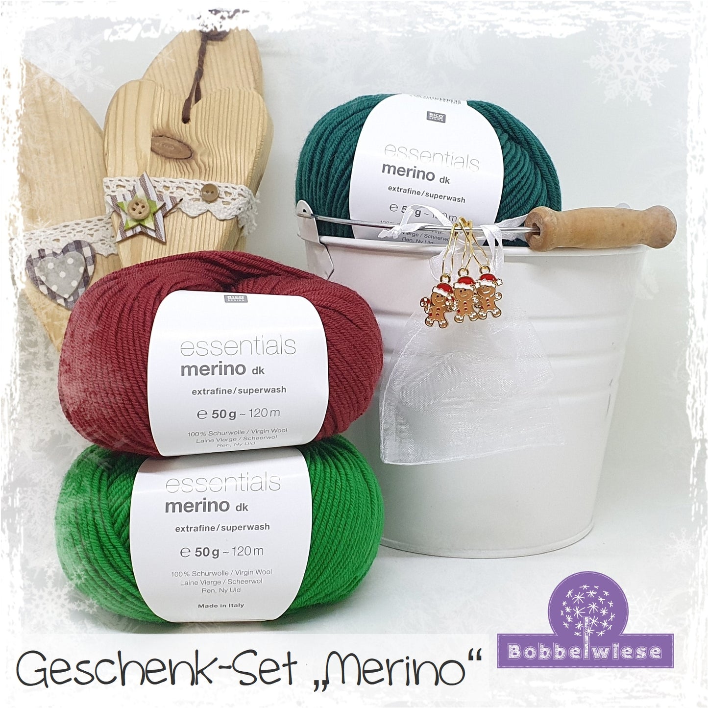 AKTION Geschenkset "Merino", inkl. weihnachtlicher Maschenmarkierer