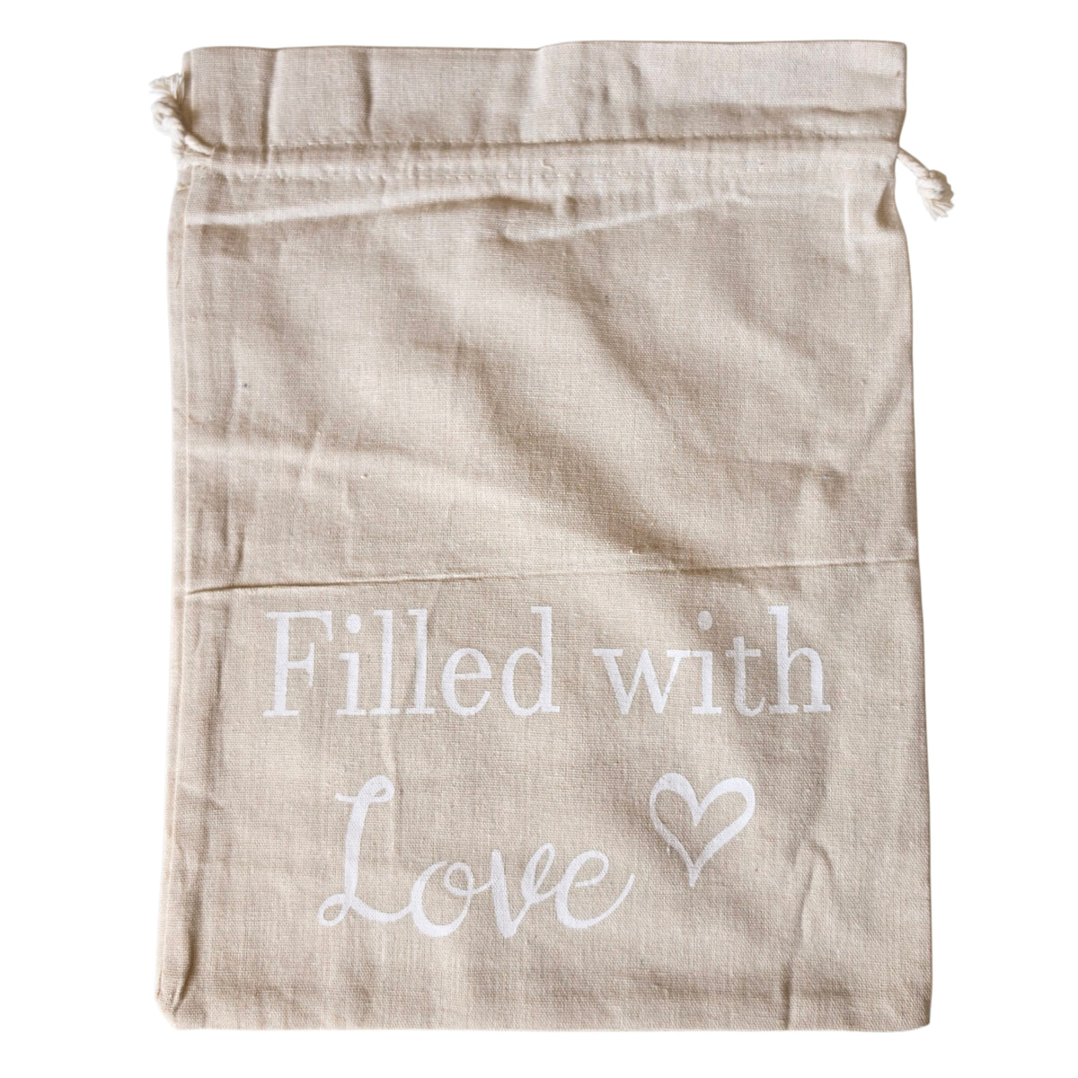 Geschenkbeutel, Leinen, "Filled with Love", 40x30cm