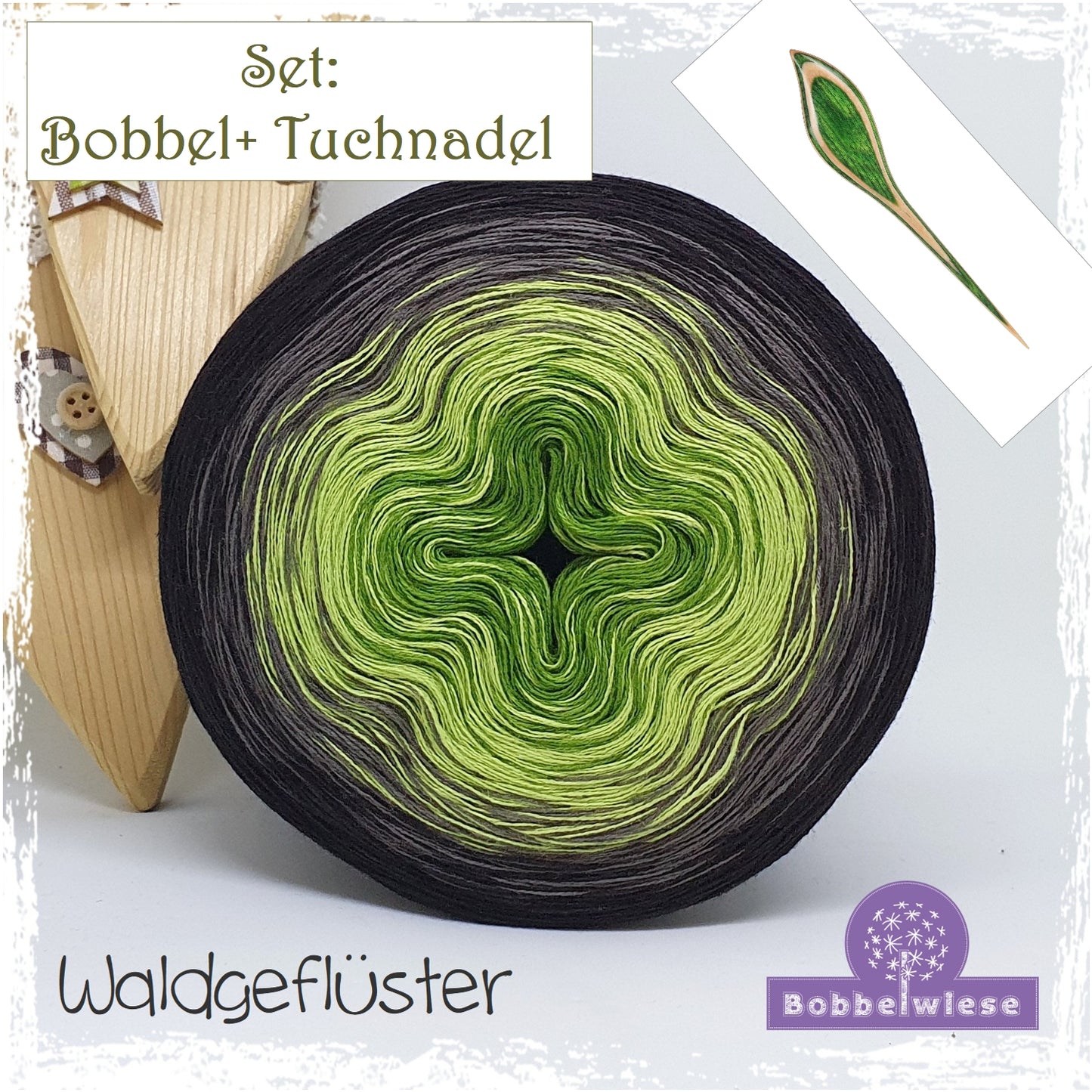 Geschenkidee Set: Bobbel "Waldgeflüster" 4fädig + Tuchnadel