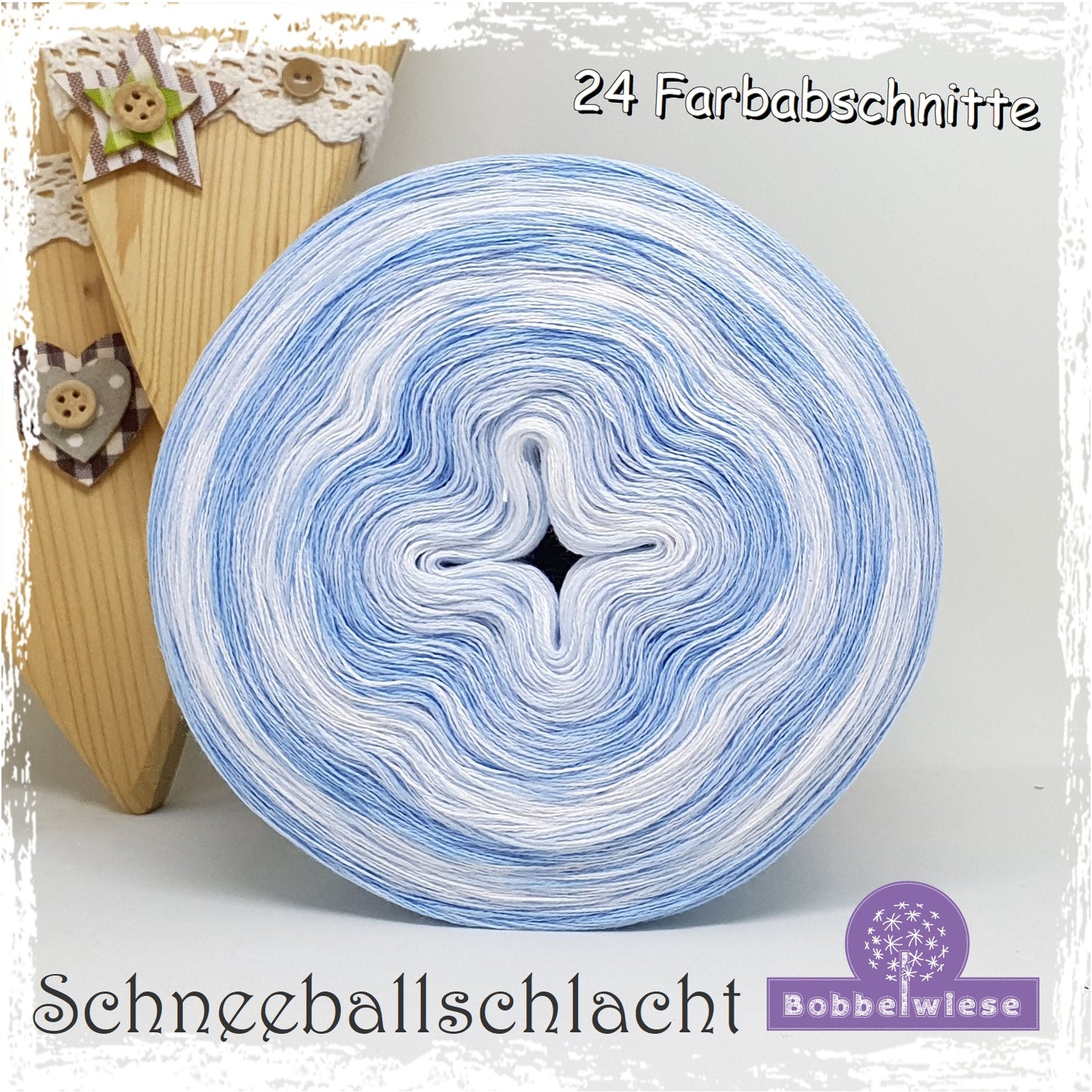 Bobbel "Schneeballschlacht", 24 Farbabschnitte, 4fädig
