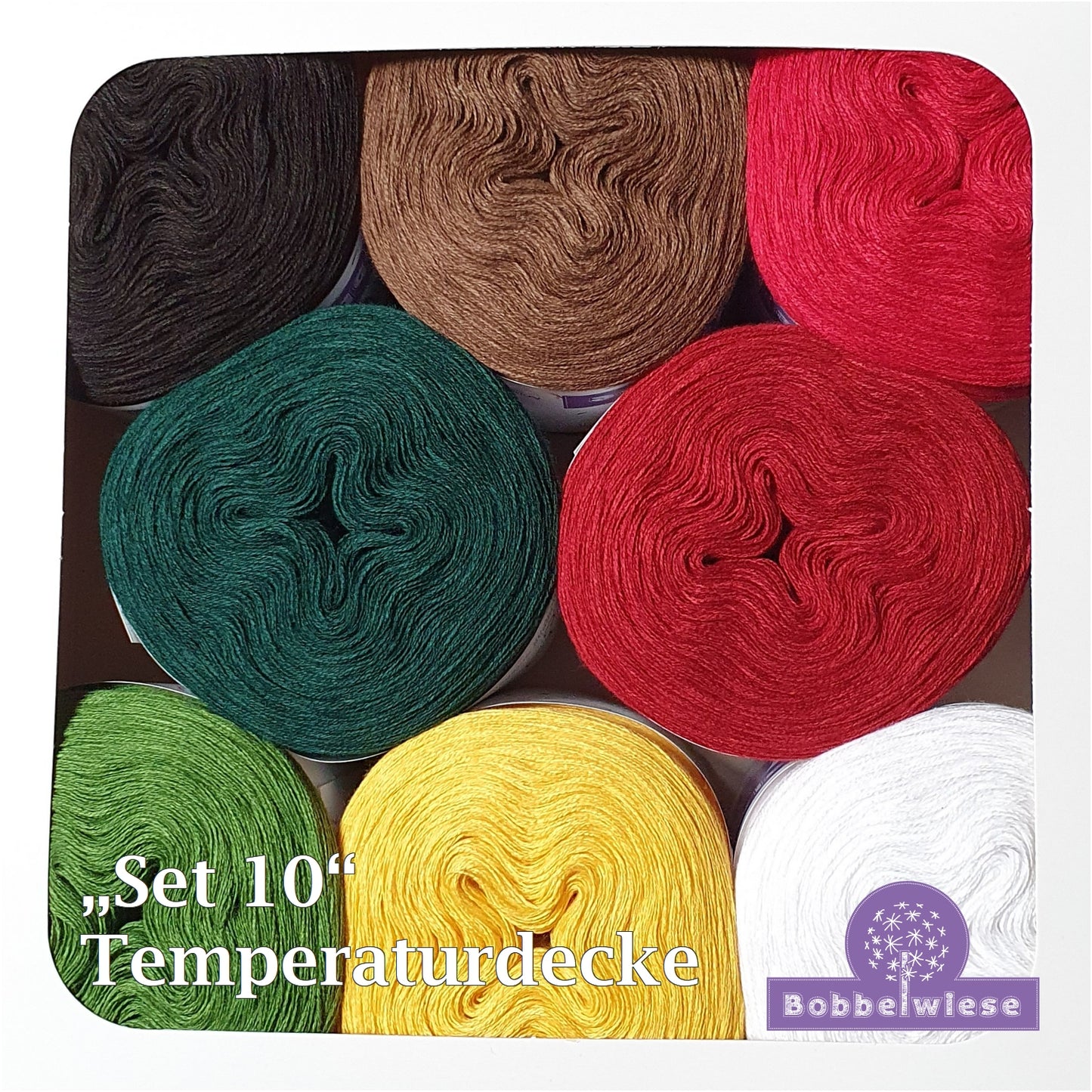 Bobbel "Temperaturdecke Set 10", 8 unifarbene Bobbel je 500mLL/4fädig