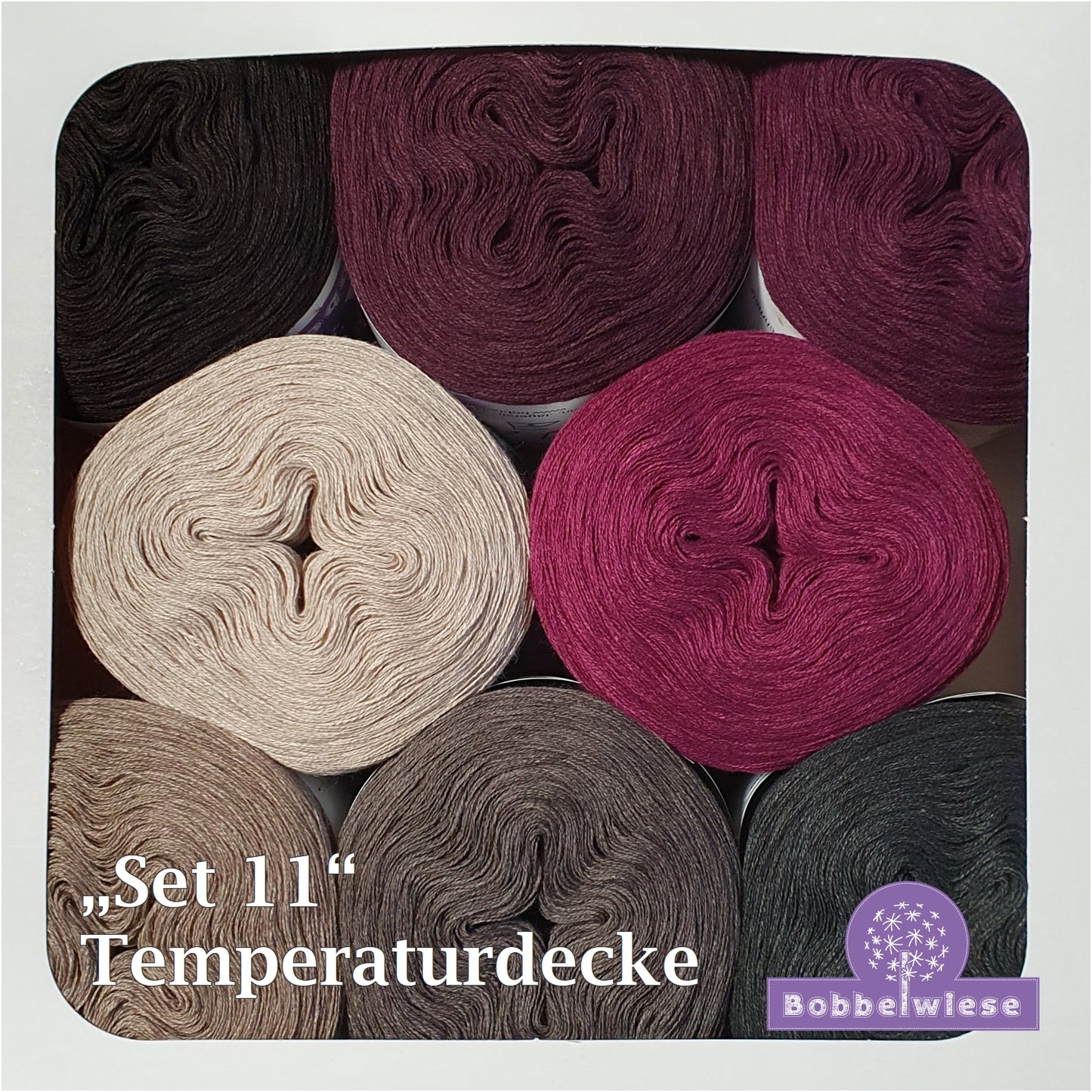 Bobbel "Temperaturdecke Set 11", 8 unifarbene Bobbel je 500mLL/4fädig