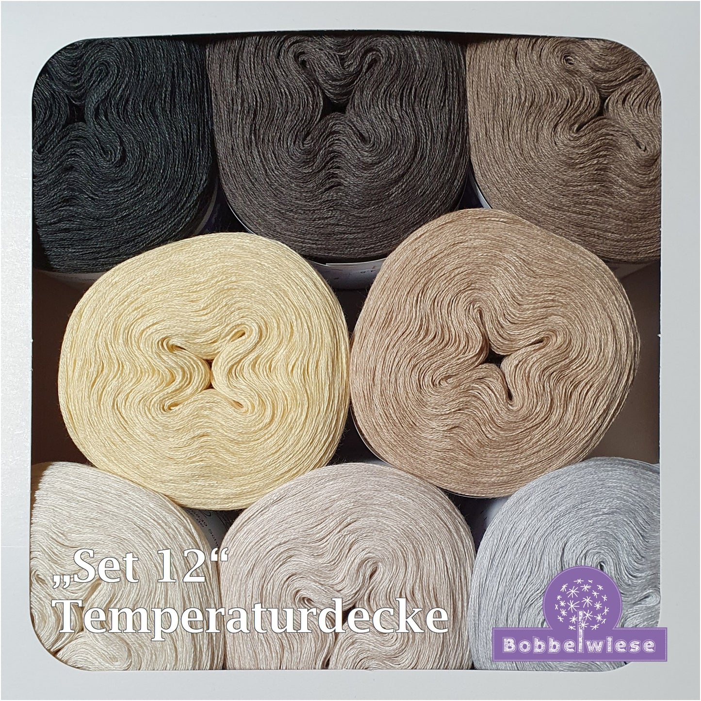Bobbel "Temperaturdecke Set 12", 8 unifarbene Bobbel je 500mLL/4fädig