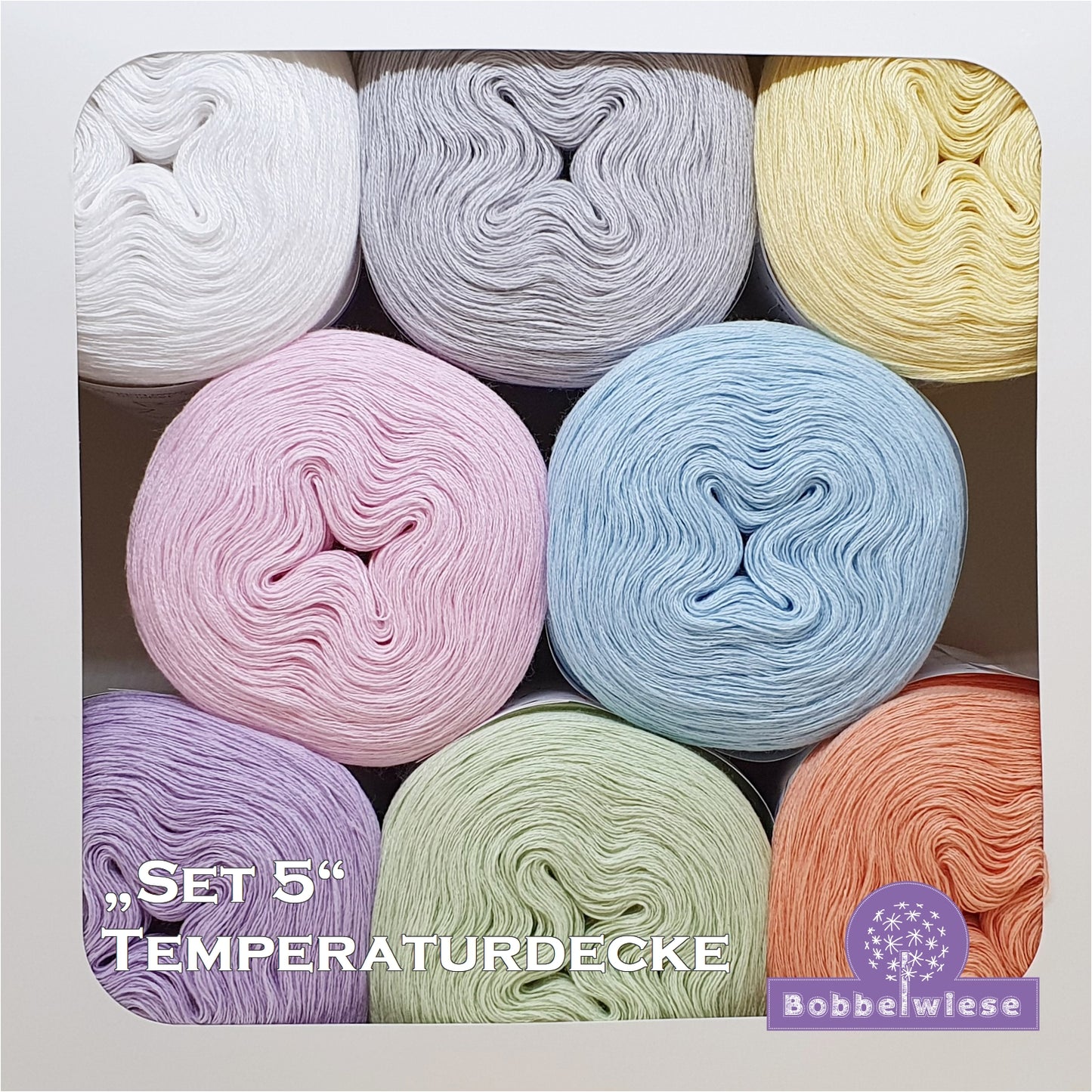 Bobbel "Temperaturdecke Set 5", 8 unifarbene Bobbel je 500mLL/4fädig