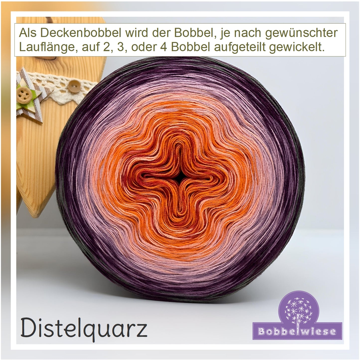 Deckenbobbel "Distelquarz", große Lauflängen, mehrteilig