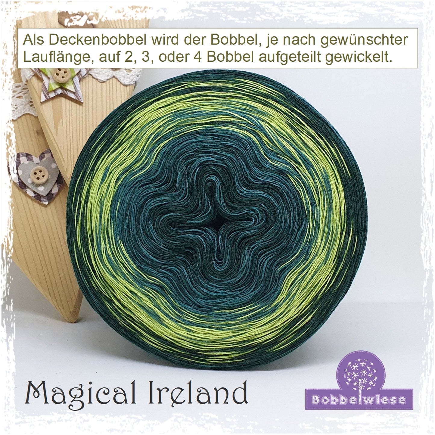Deckenbobbel / mehrteiliger Bobbel "Magical Ireland", große Lauflängen wählbar