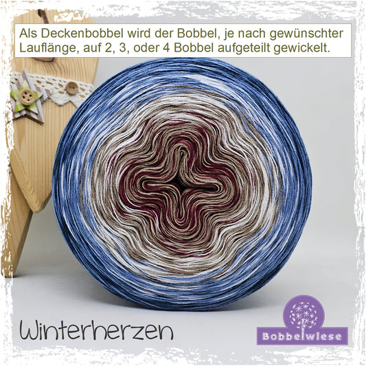 Deckenbobbel "Winterherzen", große Lauflängen, mehrteilig