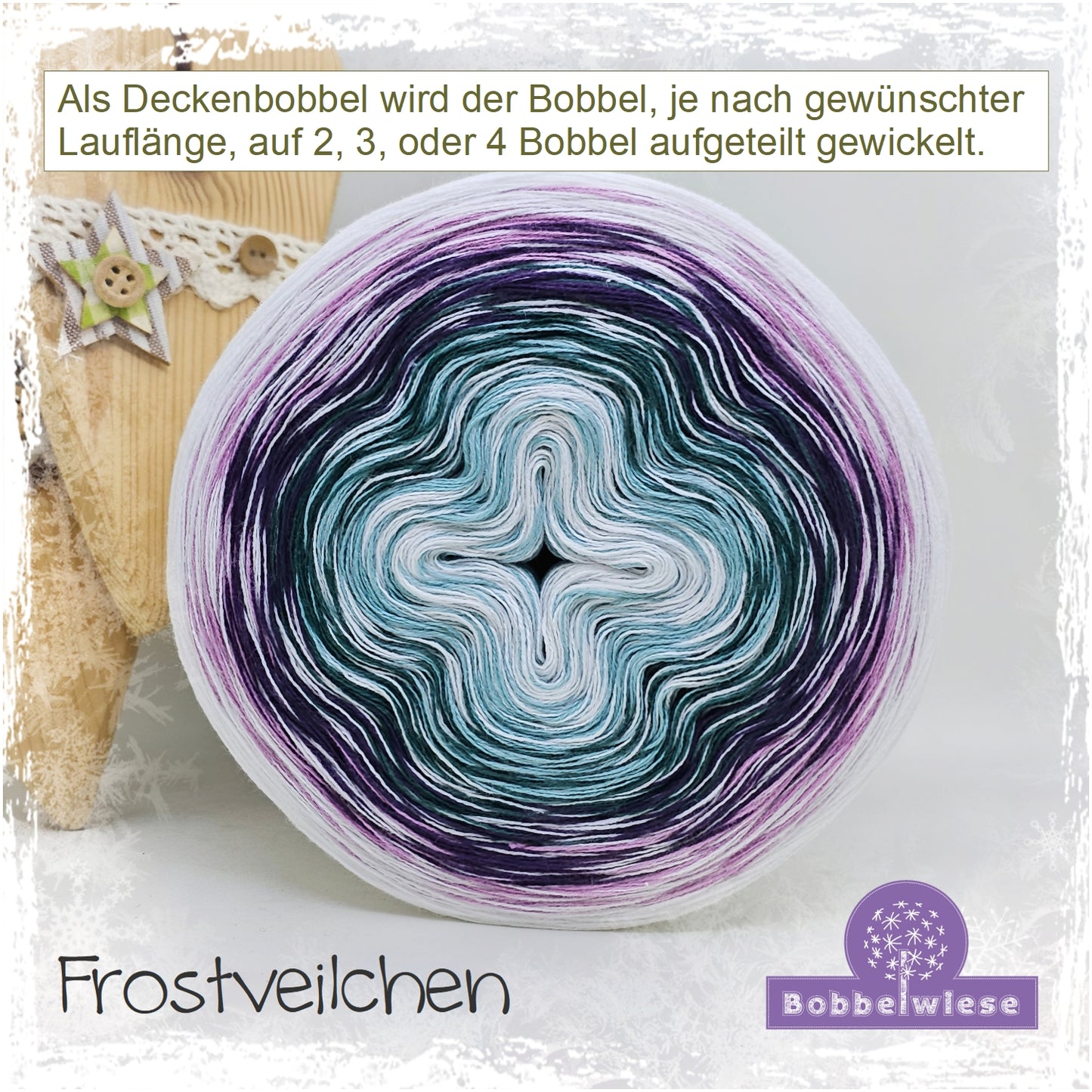 Deckenbobbel "Frostveilchen", große Lauflängen, mehrteilig