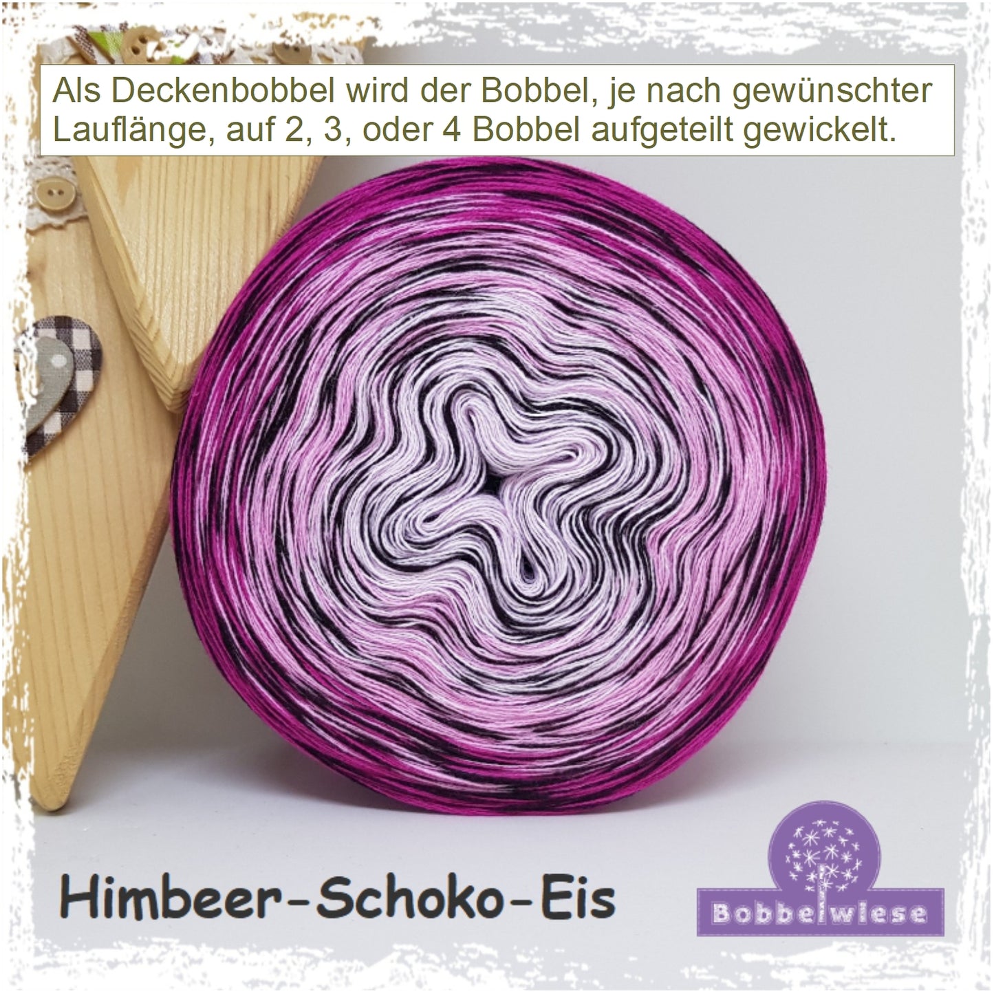 Deckenbobbel "Himbeer-Schoko-Eis", große Lauflängen, mehrteilig