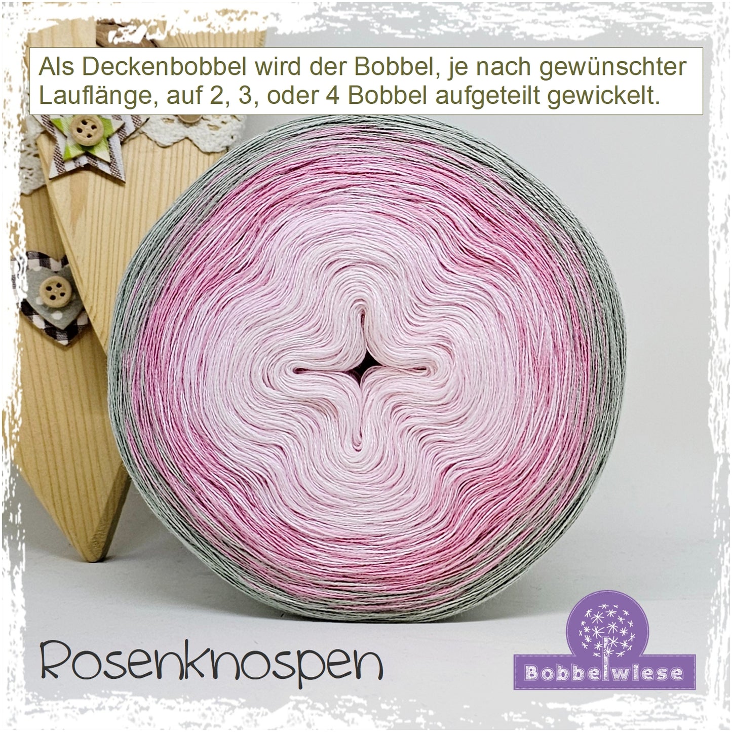 Deckenbobbel "Rosenknospen", große Lauflängen, mehrteilig
