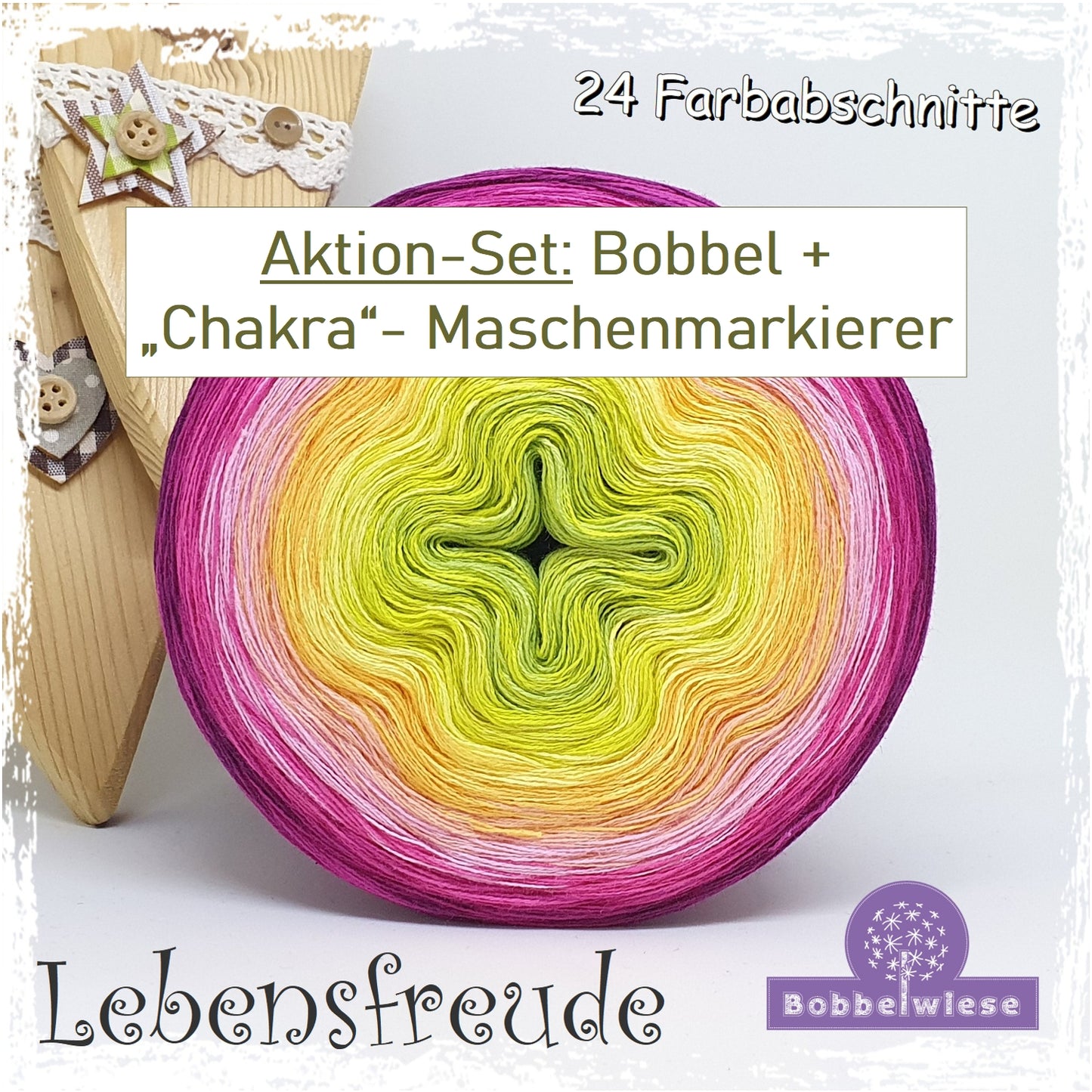 Geschenkidee Set: Bobbel "Lebensfreude" + Chakra Maschenmarkierer, Sterling Silber