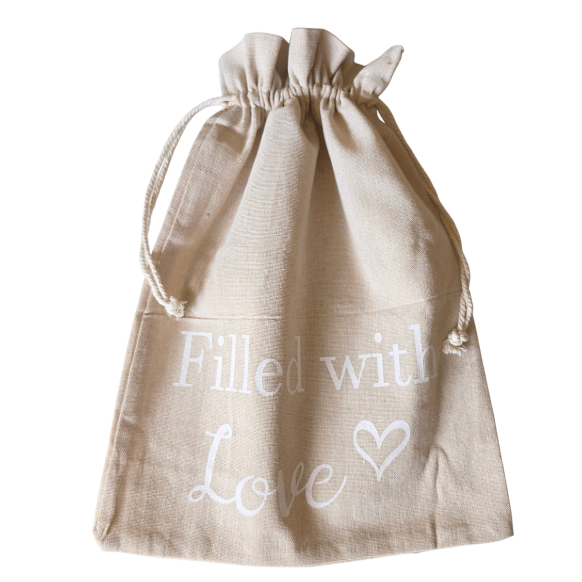 Geschenkbeutel, Leinen, "Filled with Love", 40x30cm