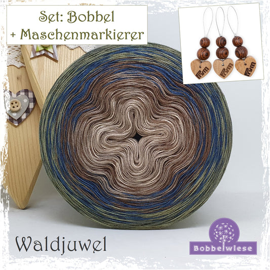 Geschenkidee Set: Bobbel "Waldjuwel" + Maschenmarkierer