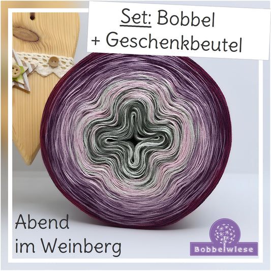 Geschenkset Bobbel "Abend am Weinberg" 4fädig, 1000mLL, inkl. Geschenkbeutel "Hexe" (versandfertig)