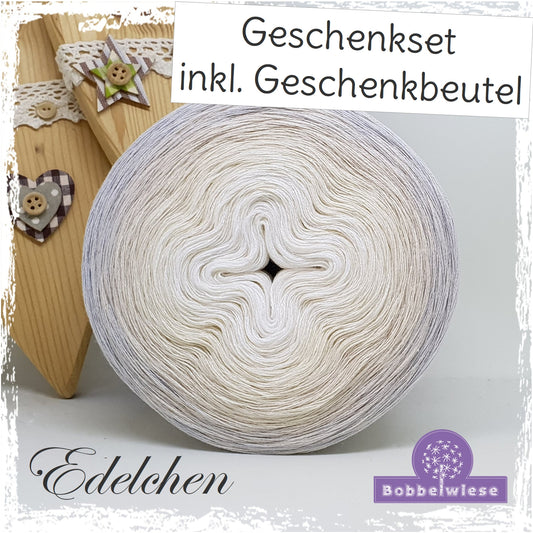 Geschenkset Bobbel "Edelchen" 4fädig, inkl. Geschenkbeutel "von Herzen"