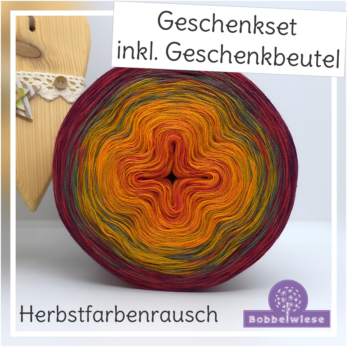 AKTION Geschenkset Bobbel "Herbstfarbenrausch" 4fädig, 1000mLL, inkl. Geschenkbeutel "orange"