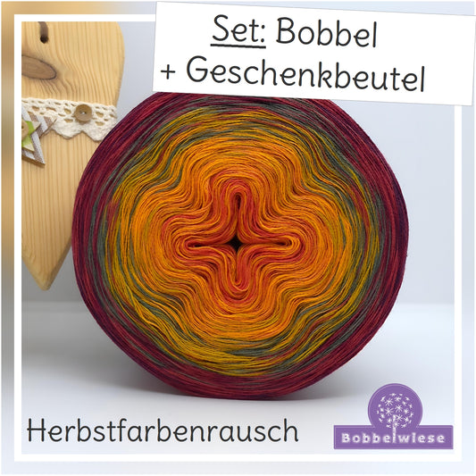 Geschenkset Bobbel "Herbstfarbenrausch" 4fädig, 1000mLL, inkl. Geschenkbeutel "orange" (versandfertig)