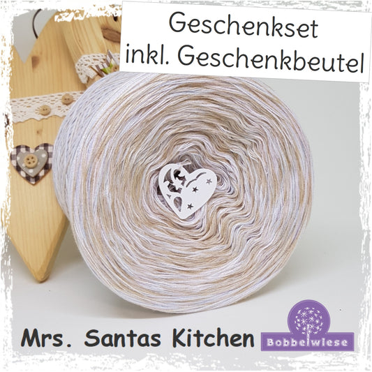 Geschenkset Bobbel "Mrs. Santas Kitchen" 4fädig, inkl. Geschenkbeutel "Nordic Winter"