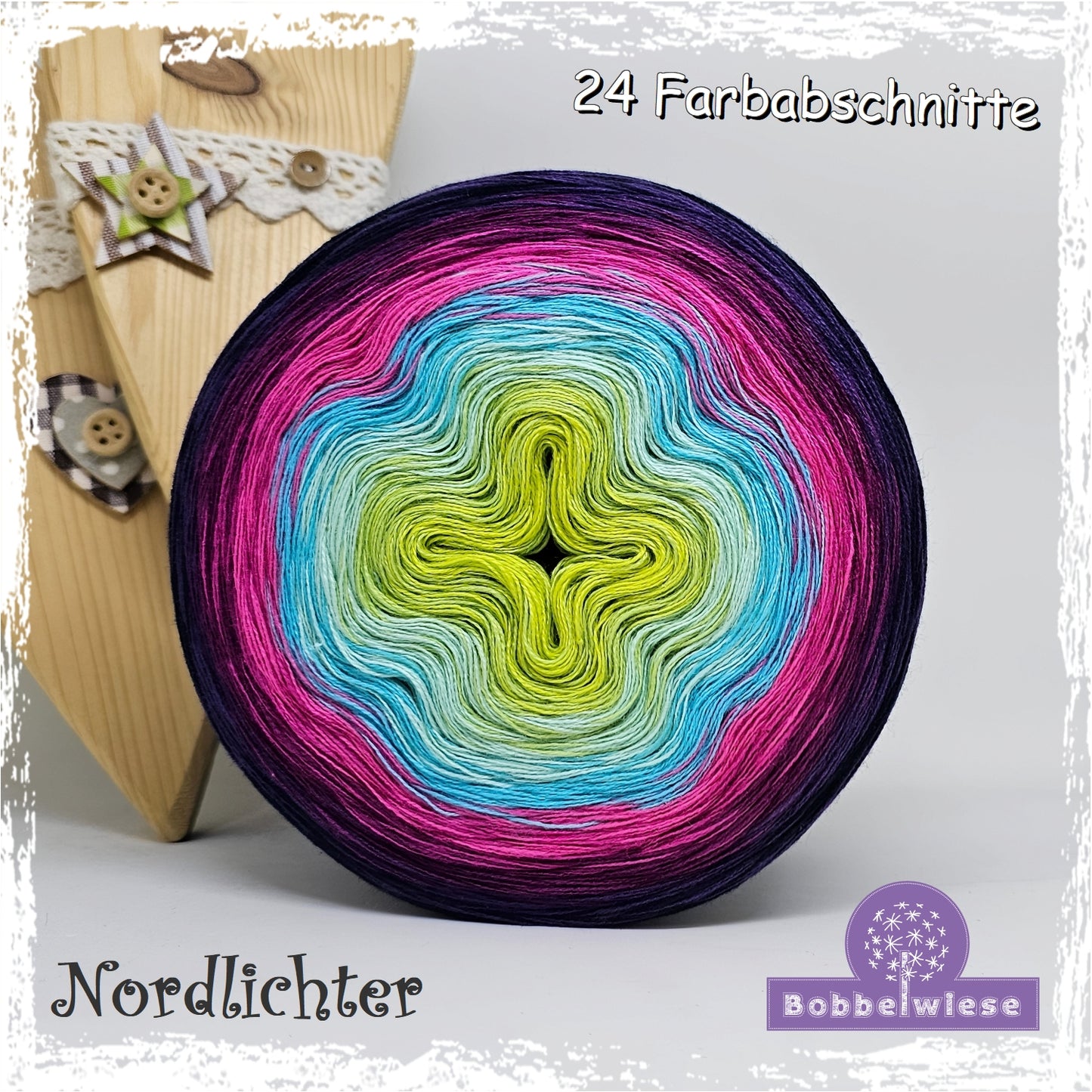 Bobbel "Nordlichter", 24 Farbabschnitte, 4fädig