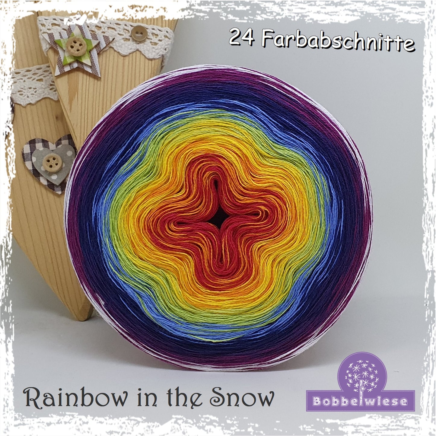 Bobbel "Rainbow in the Snow", 24 Farbabschnitte, 4fädig