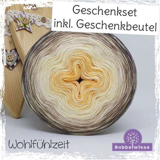 Geschenkset Bobbel "Wohlfühlzeit" 4fädig, inkl. Geschenkbeutel "Filled with Love"